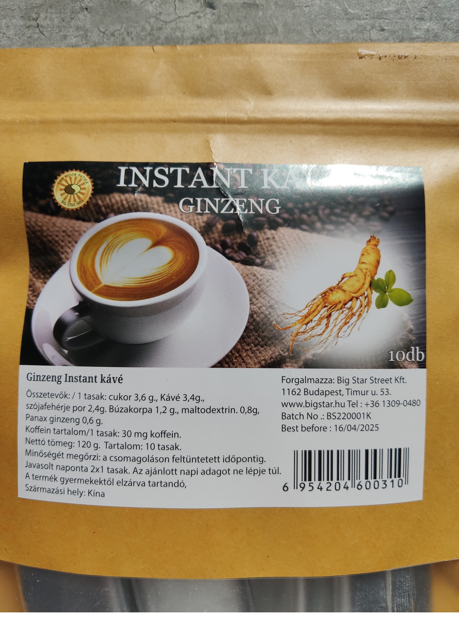 Ginzenges Instant Kávé -10db.