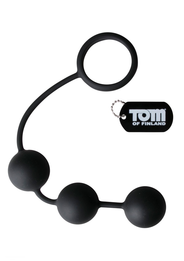 TOM OF FINLAND SILICONE COCK RING WITH BALLS.